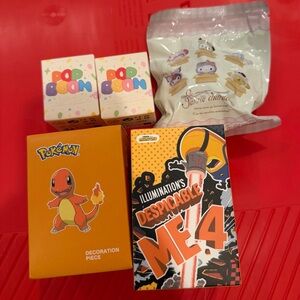 Despicable Me 4 and Pokémon Charmander, Sanrio, pop beansx2 Set